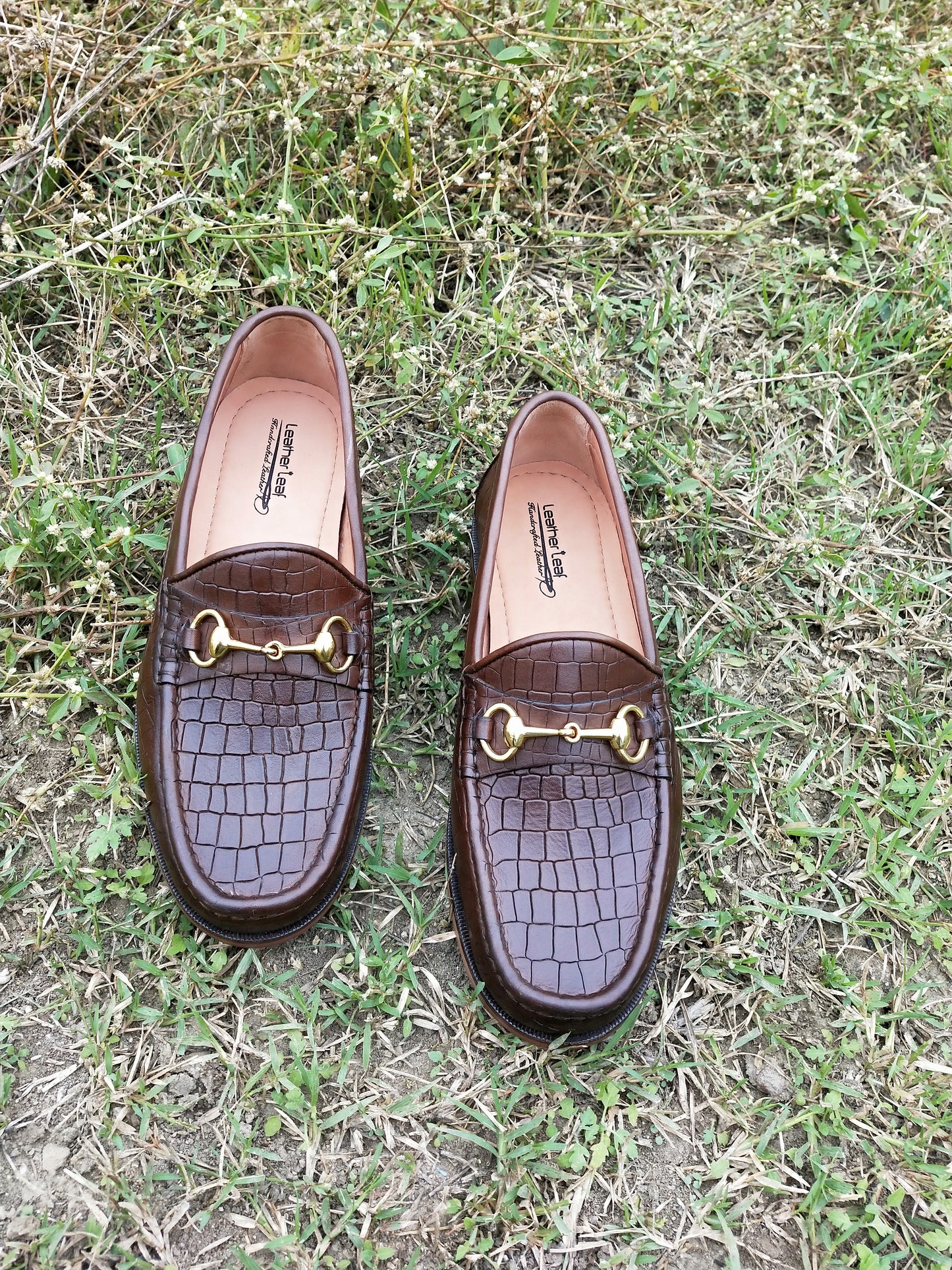 Moccasins With Crocodile Print in Leather Sole