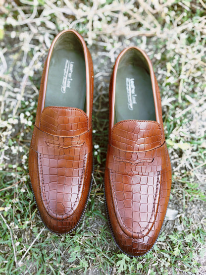 Penny Loafer with Crocodile Print