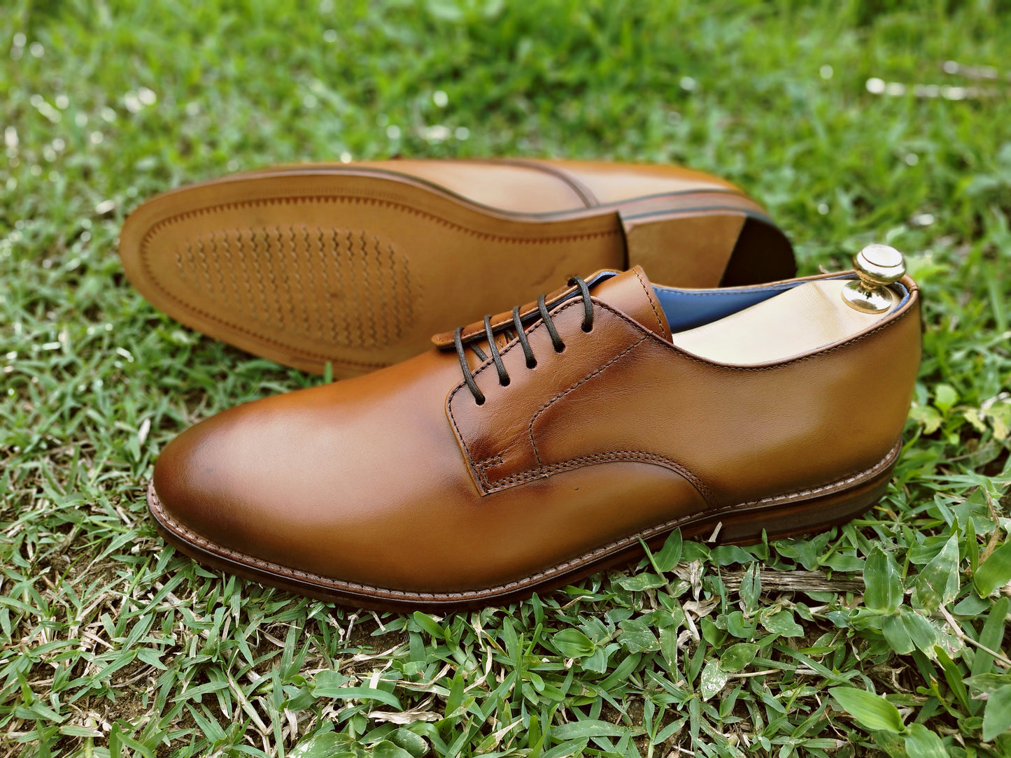 Derby Tan Colour 5 Eyelet in Leather Sole