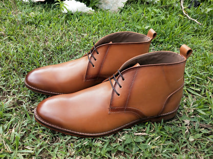 Chukka Boot-TAN Color in Leather Sole