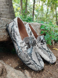 Snake print Leather driving shoes