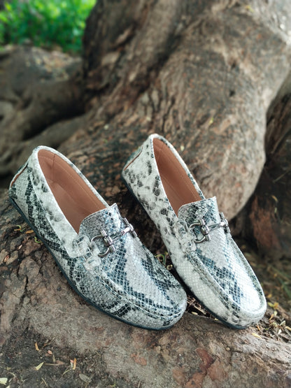 Snake print Leather driving shoes