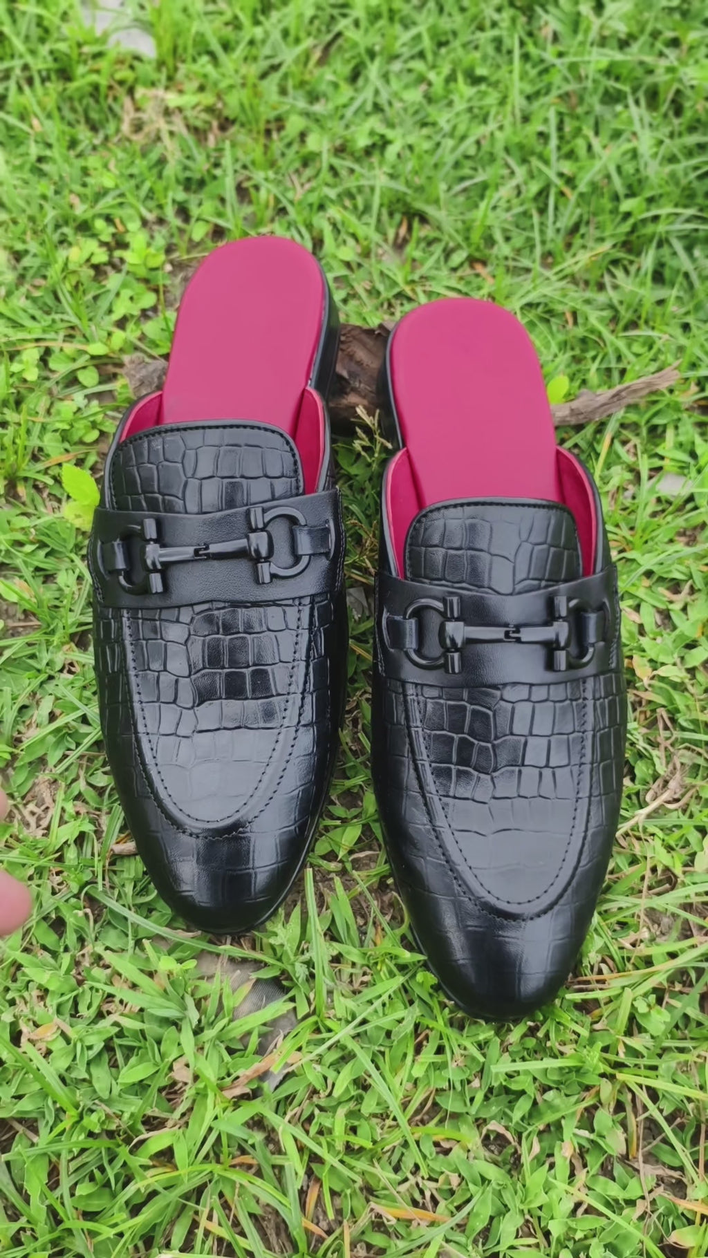 Mules Black Croco Print